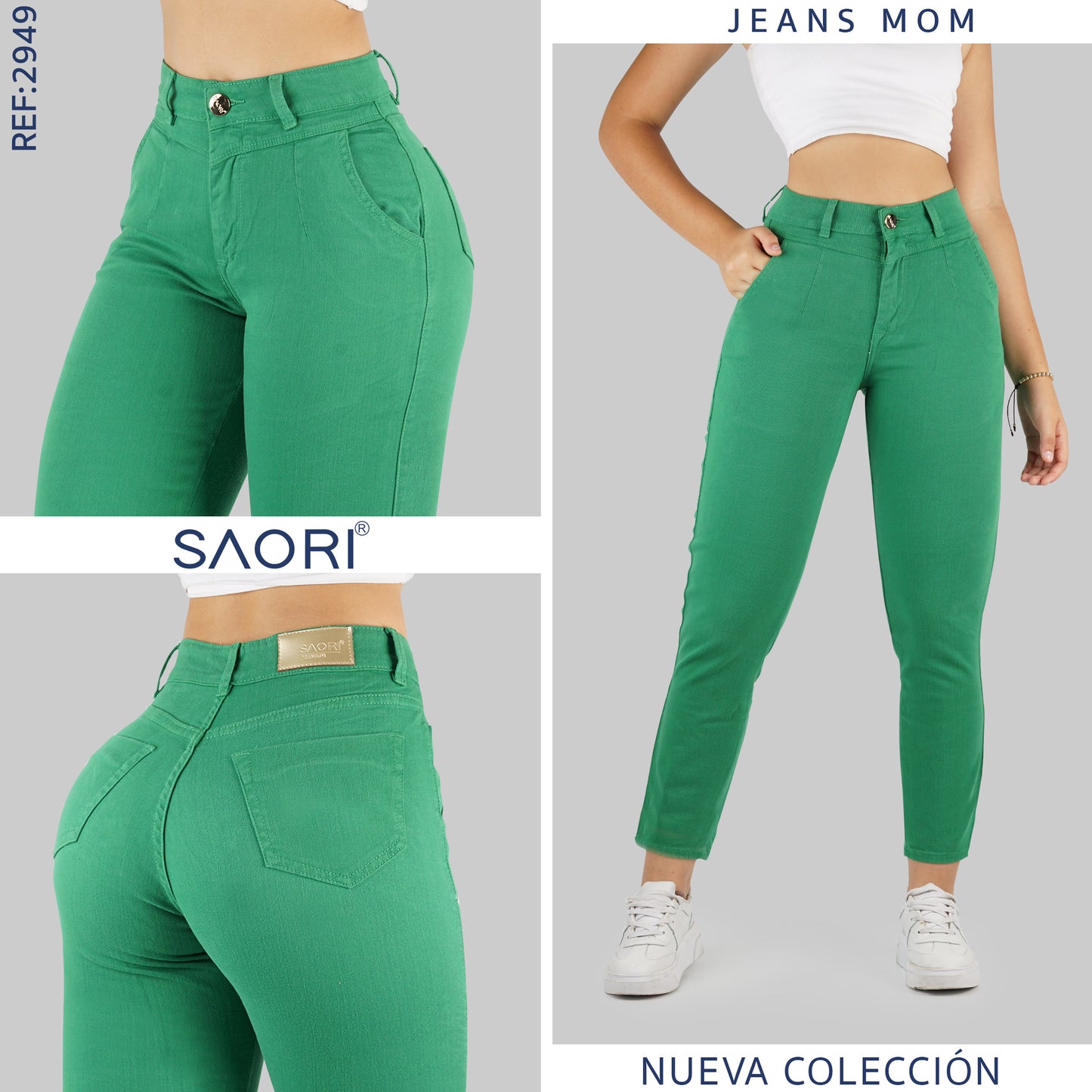 JEAN MOM FIT TIRO ALTO REF 2949 VERDE