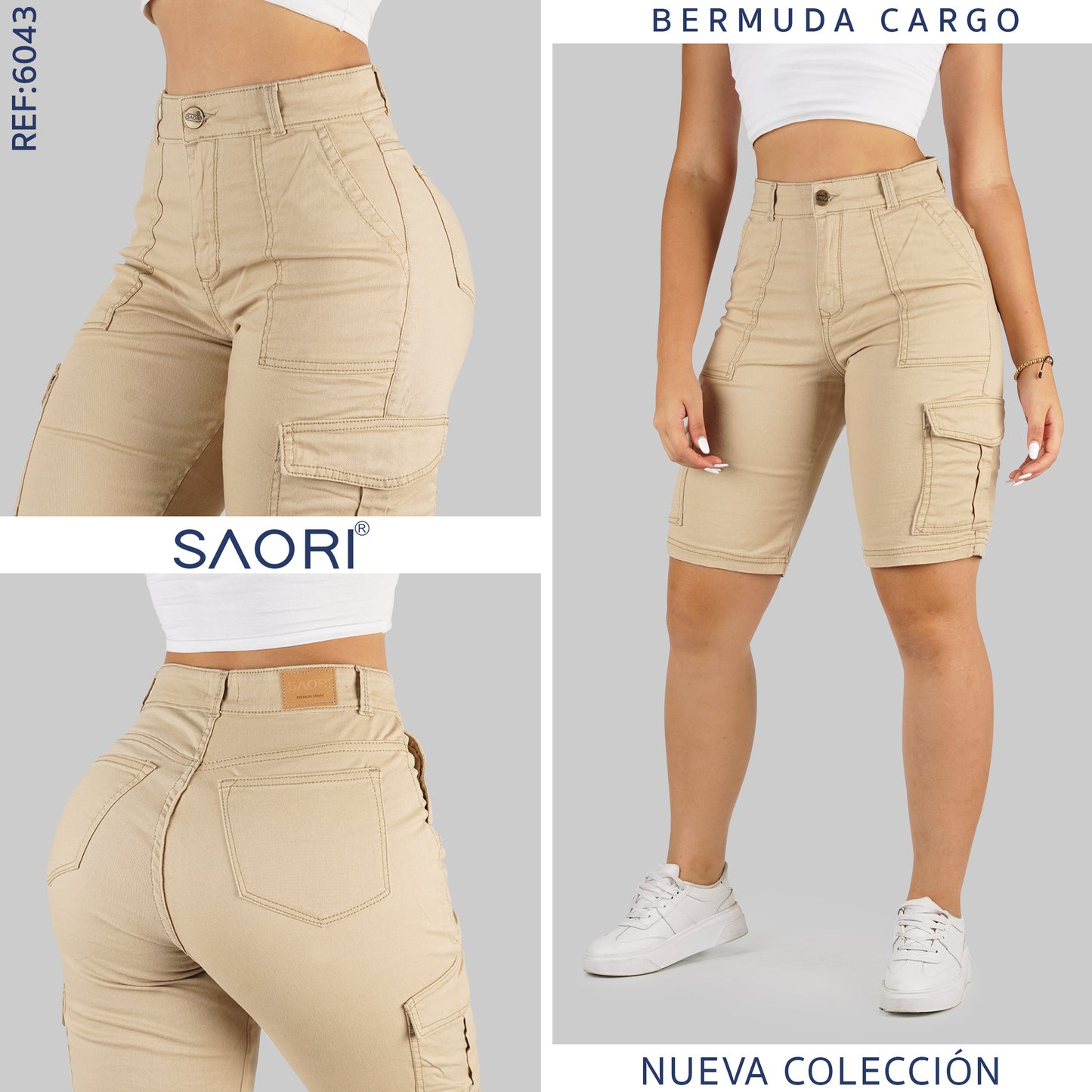 BERMUDA CARGO TIRO ALTO REF 3024 KAKI