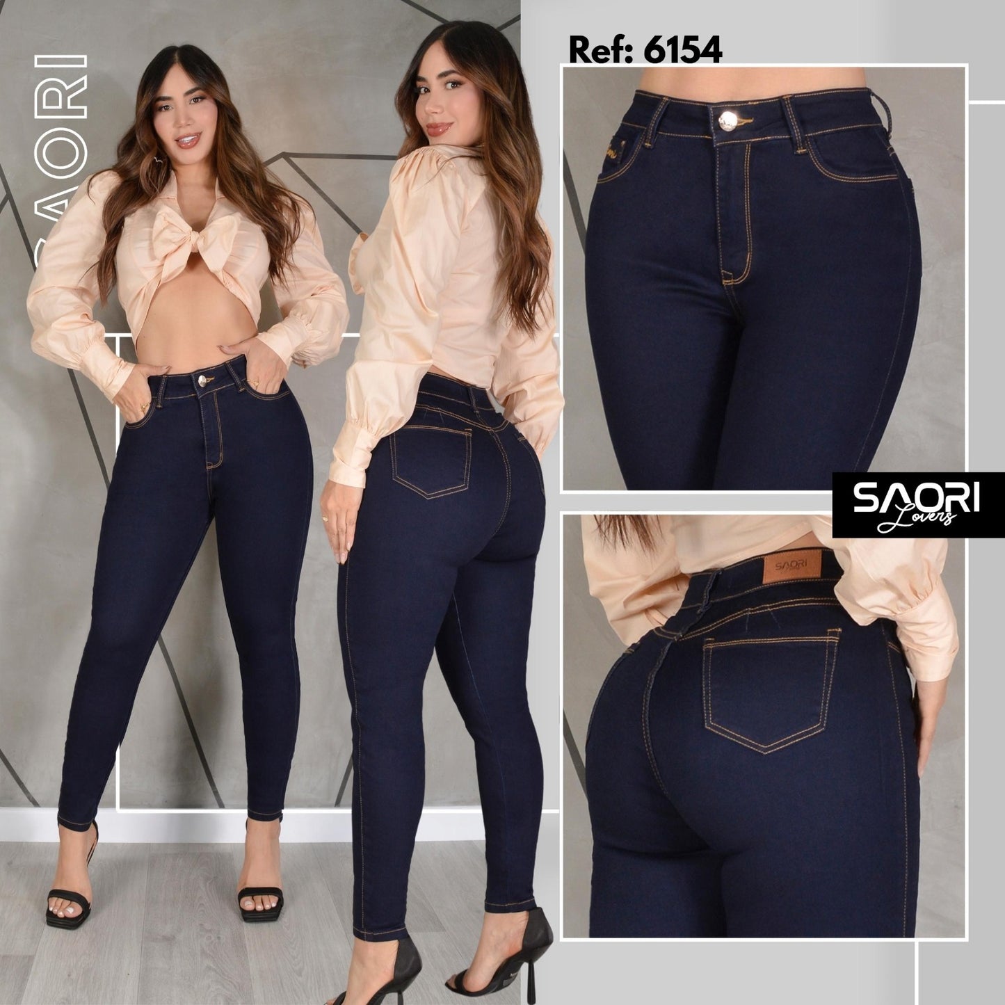 PACK JEANS 1 BOTON DAMA TIRO ALTO