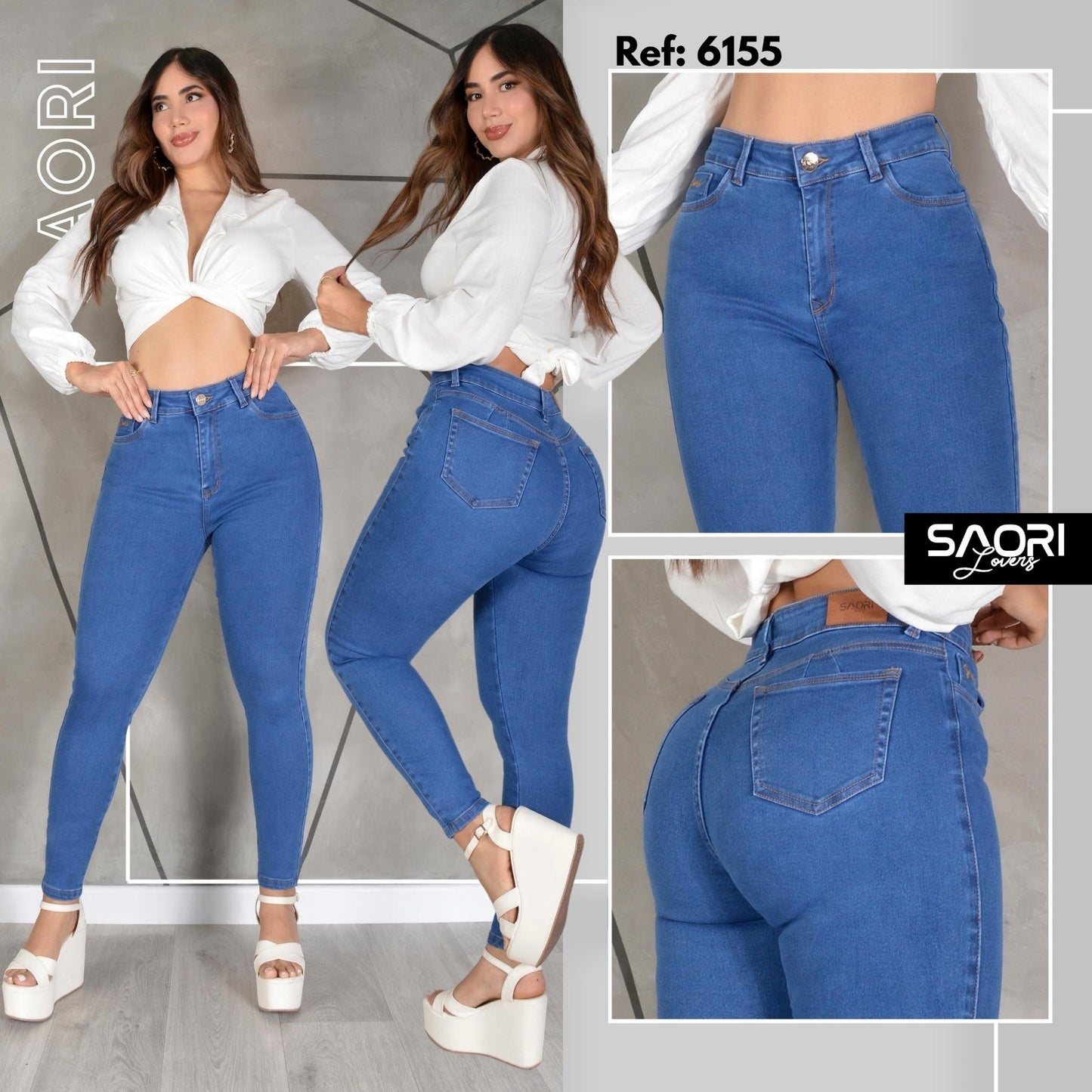 PACK JEANS 1 BOTON DAMA TIRO ALTO