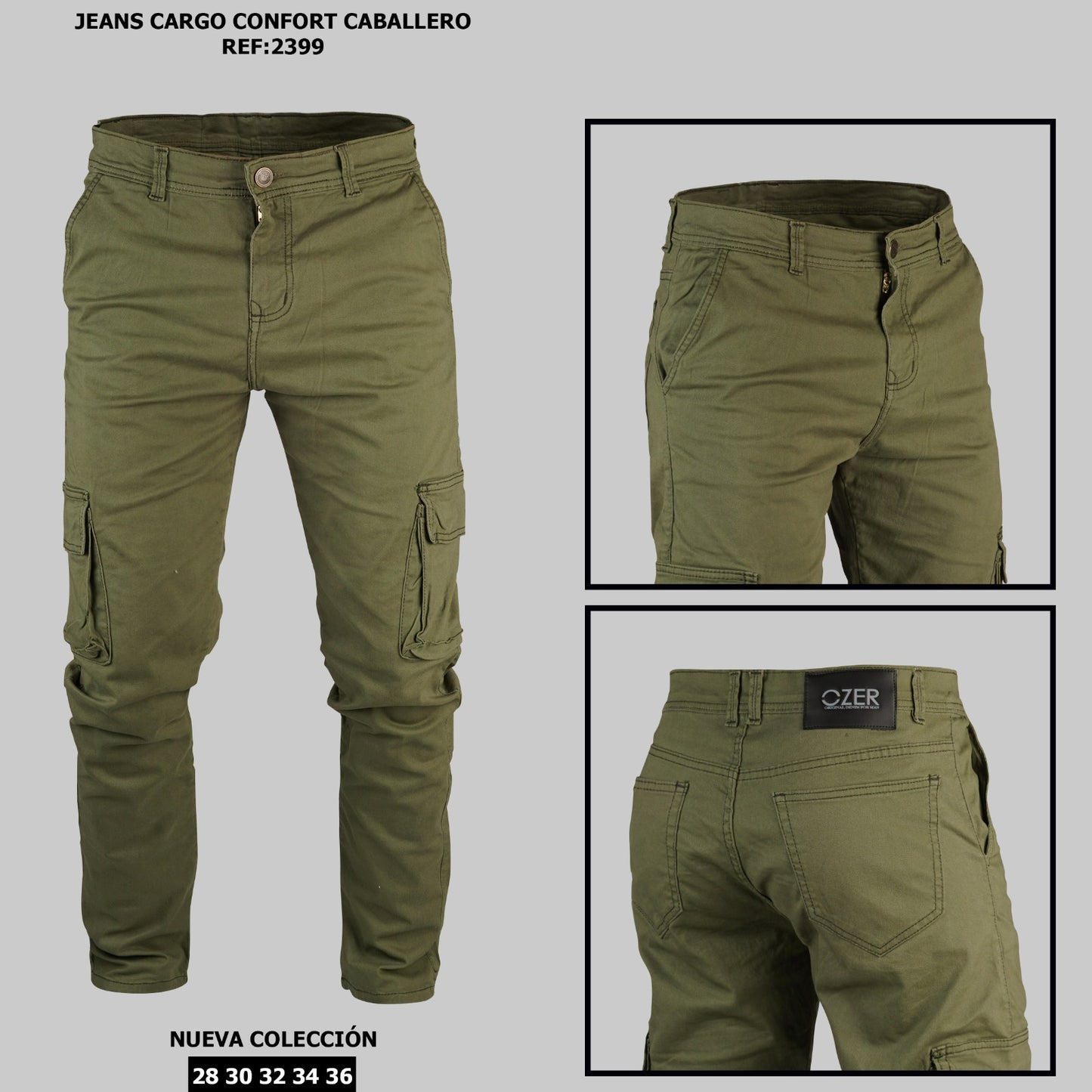JEAN CONFORT CARGO REF 2399 VERDE