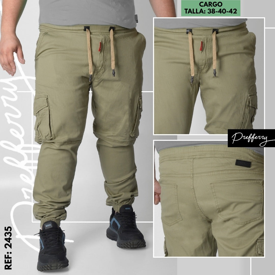 JEAN CARGO REF 2435 VERDE OLIVA PLUS