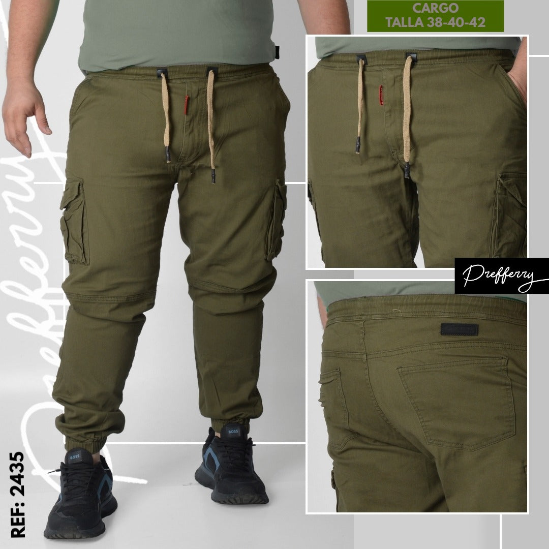 JEAN CARGO REF 2435 VERDE OSCURO PLUS