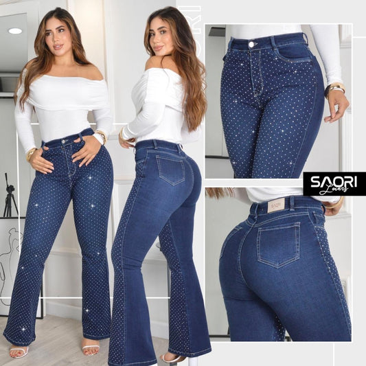 JEANS BOTA CAMPANA TIRO ALTO REF 2603-1