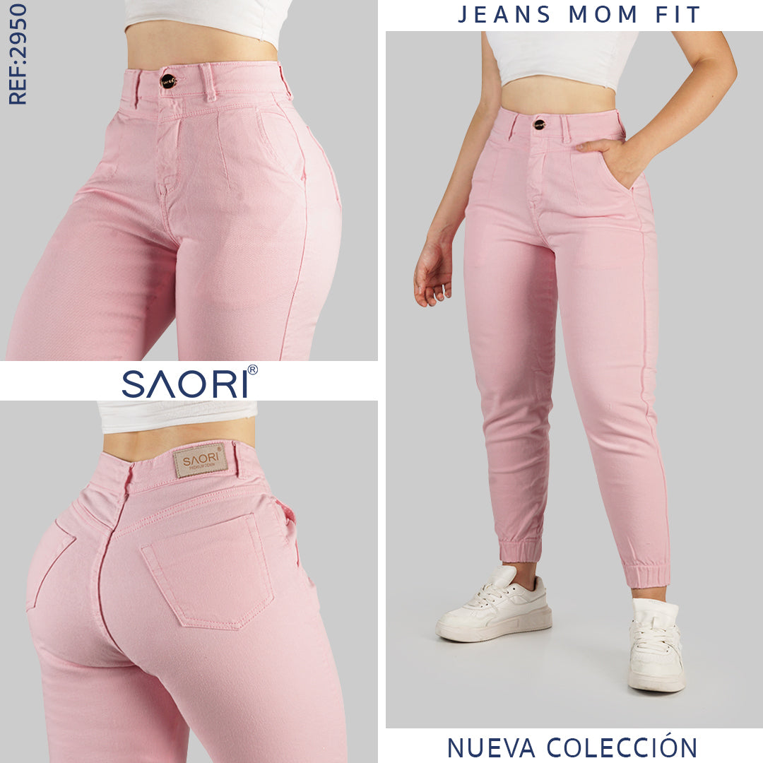 JEAN MOM FIT TIRO ALTO REF 2950 ROSADO