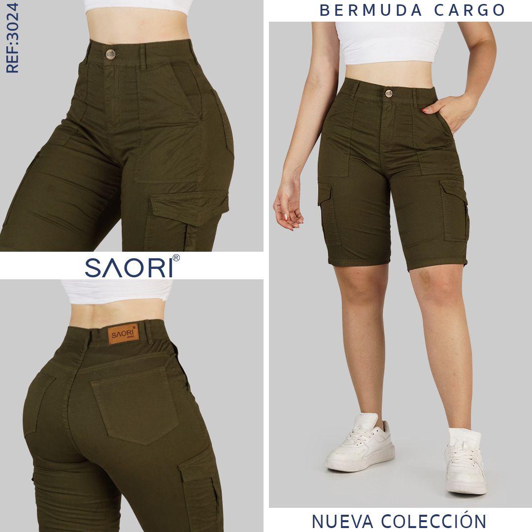 BERMUDA CARGO TIRO ALTO REF 3024 VERDE