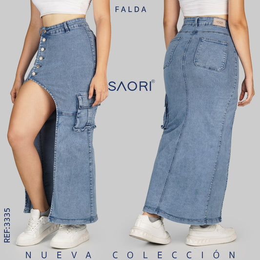 FALDA LARGA STRECH TIRO ALTO REF 3335