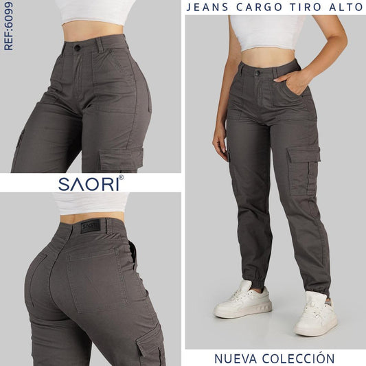 JEAN CARGO TIRO ALTO REF 6099 GRIS