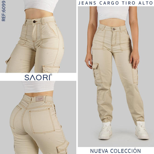 JEAN CARGO TIRO ALTO REF 6099 KAKI