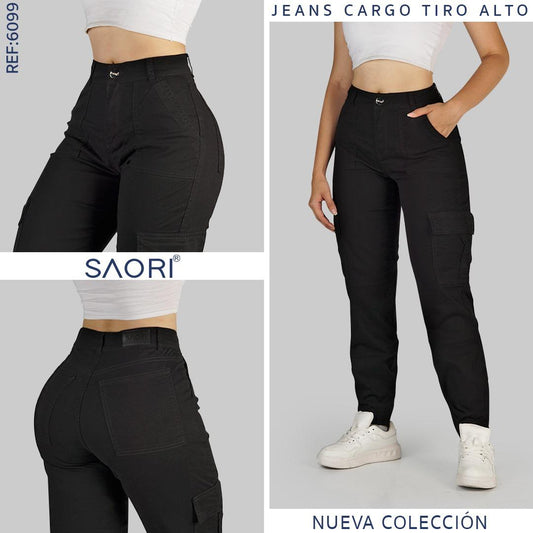 JEAN CARGO TIRO ALTO REF 6099 NEGRO