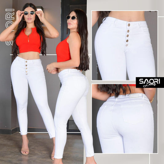 JEAN SKINNY TIRO ALTO REF 6102 BLANCO