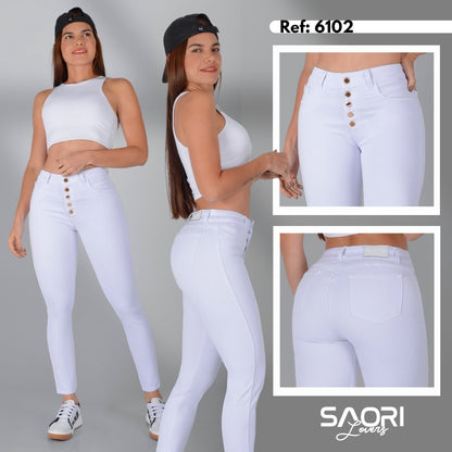 JEAN SKINNY TIRO ALTO REF 6102 BLANCO