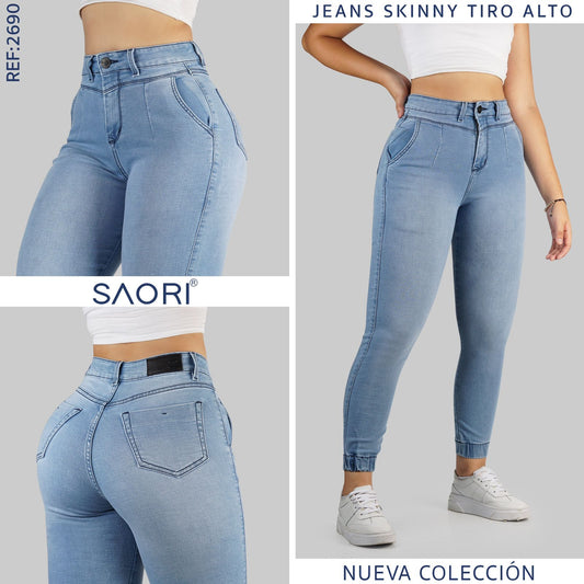 JEANS SKINNY TIRO ALTO REF 2690 CLARO