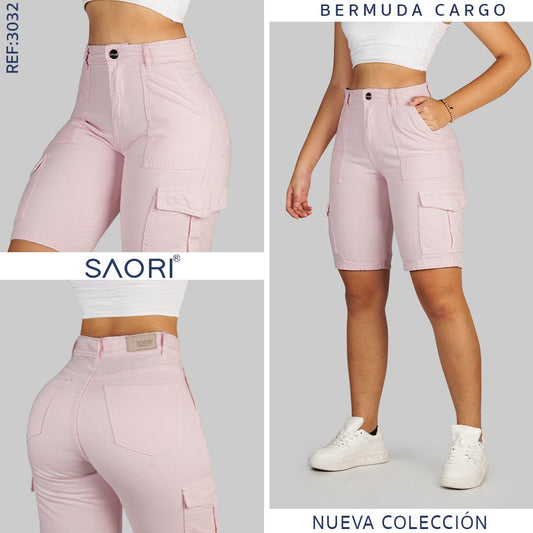 BERMUDA CARGO TIRO ALTO REF 3032 ROSADO