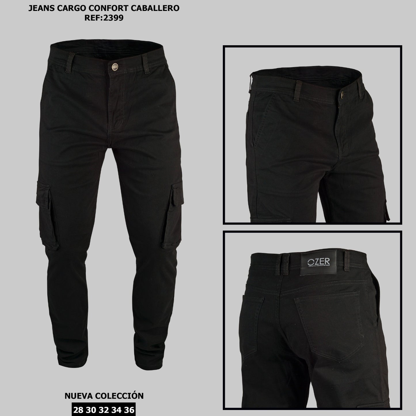 JEAN CONFORT CARGO REF 2399 NEGRO